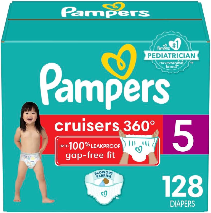 Pampers Cruisers 360 Pañales - Talla 5, 128 unidades, pañales desechables  para bebé, ajuste sin huecos