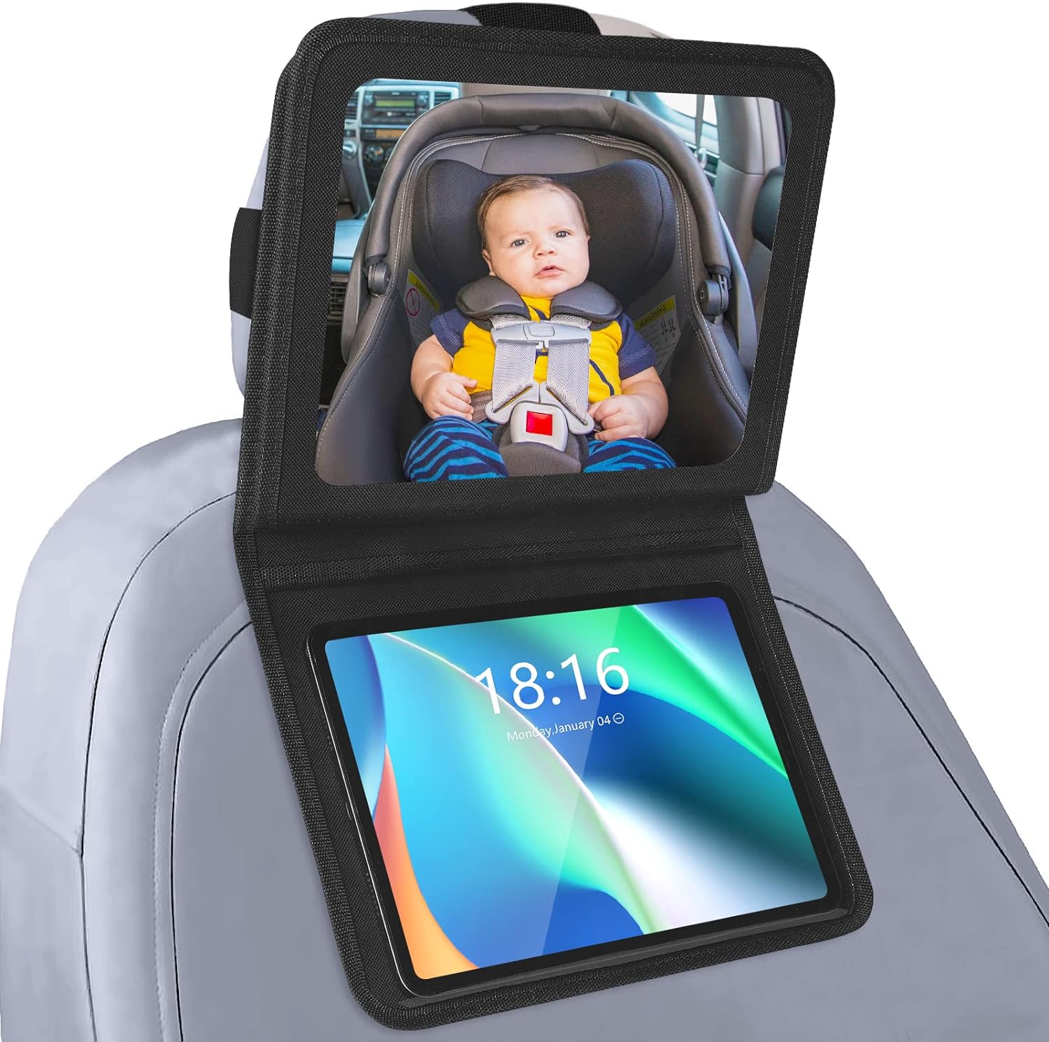 Espejo de coche para bebé con soporte táctil para tableta, espejo de a –  Genius Baby